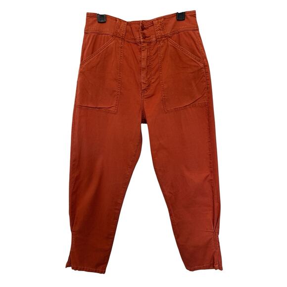 Joie Mirenda Chili Red Orange Cotton Utility Crop Pants Size 10 - Picture 3 of 11